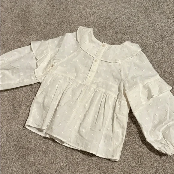 4T Zara Cream Textured Blouse - Picture 4 of 4